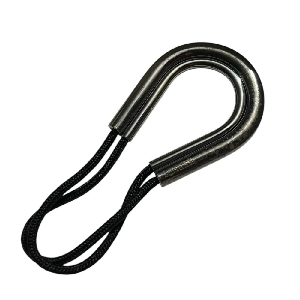 Hermes Vintage Declic Silver 925 Key Holder Keyring Silver & Black Woven Cord